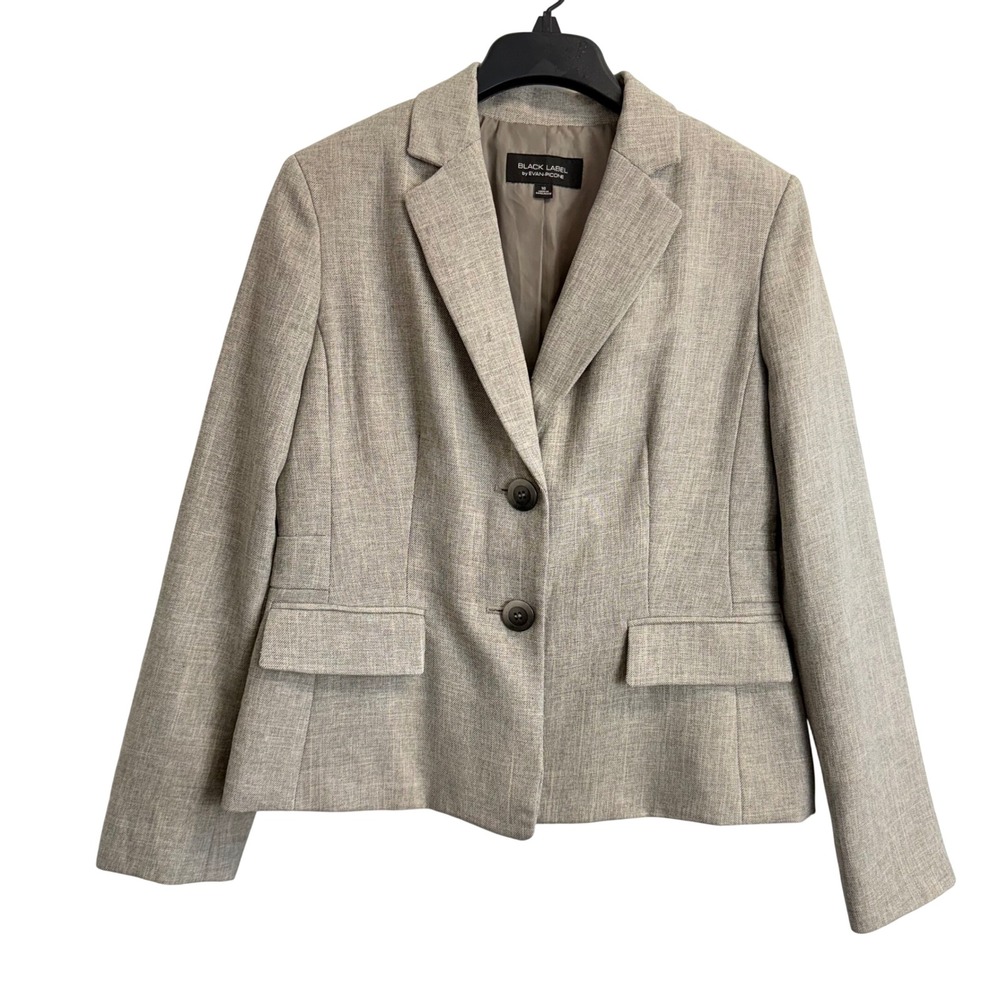 Black Label by Evan-Picone Womens Gray Two Button Blazer Jacket Size 10